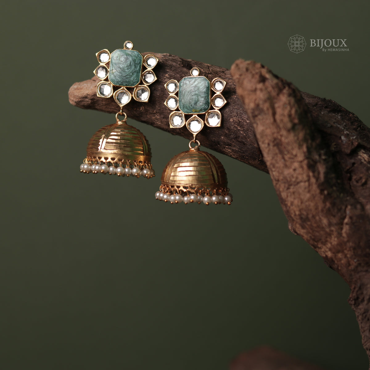 ALINE ENIGMA BLOSSOM HANDMADE PREMIUM GOLD TONED AND ENAMELLED JHUMKA ER61