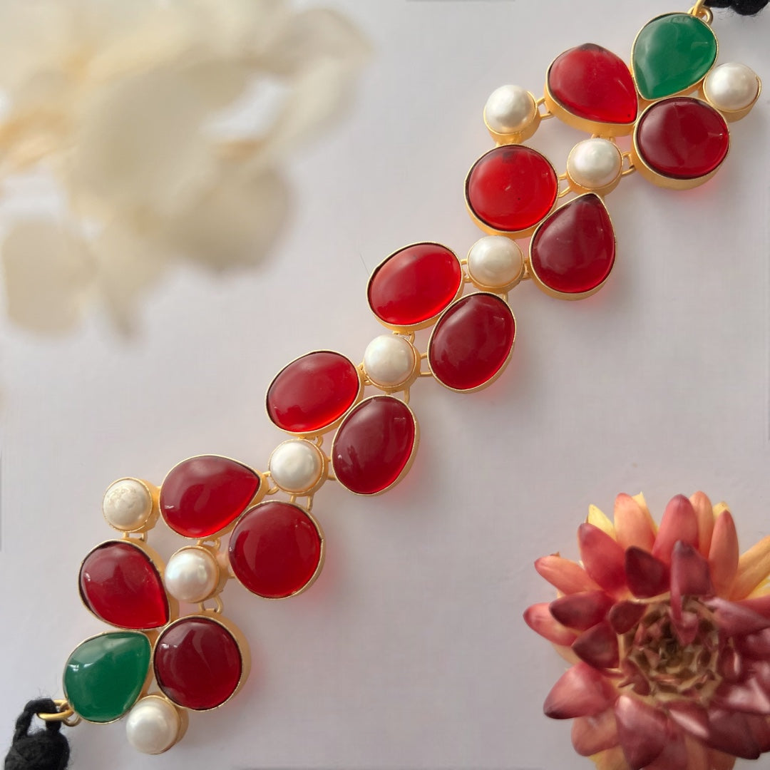 BAGYA BIJOUX PREMIUM AND EXCLUSIVE HANDMADE MONALISA CHOKER WITH EARRINGS CH405