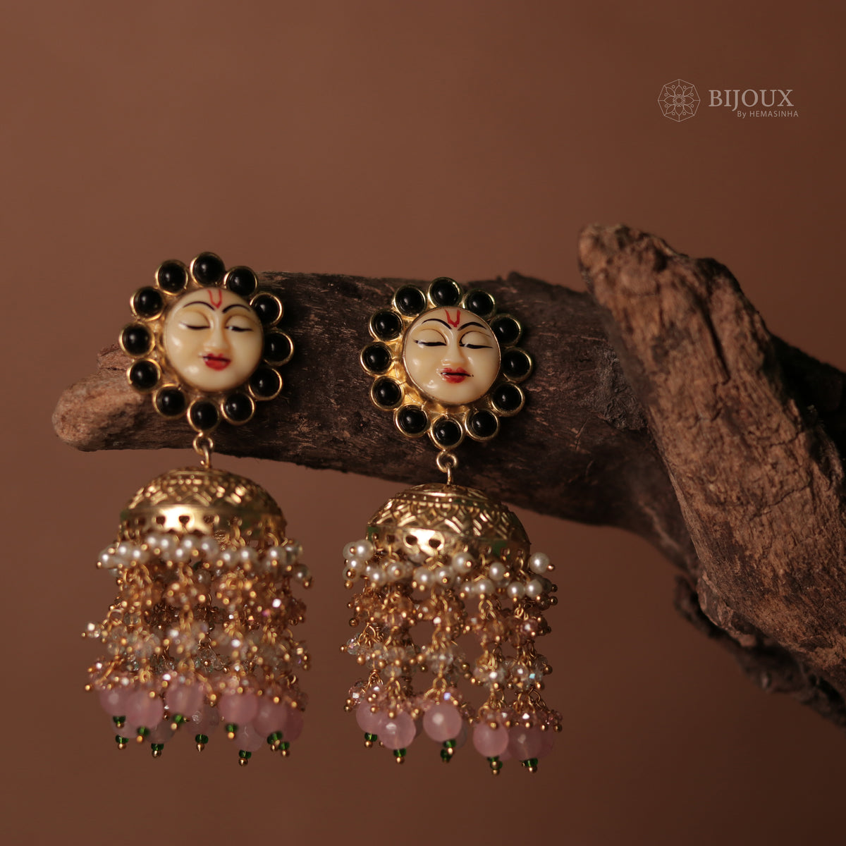 SUNFLOWER SEMI HANDMADE BEADEDJHUMKAS EARRING WITH BEADS ER90