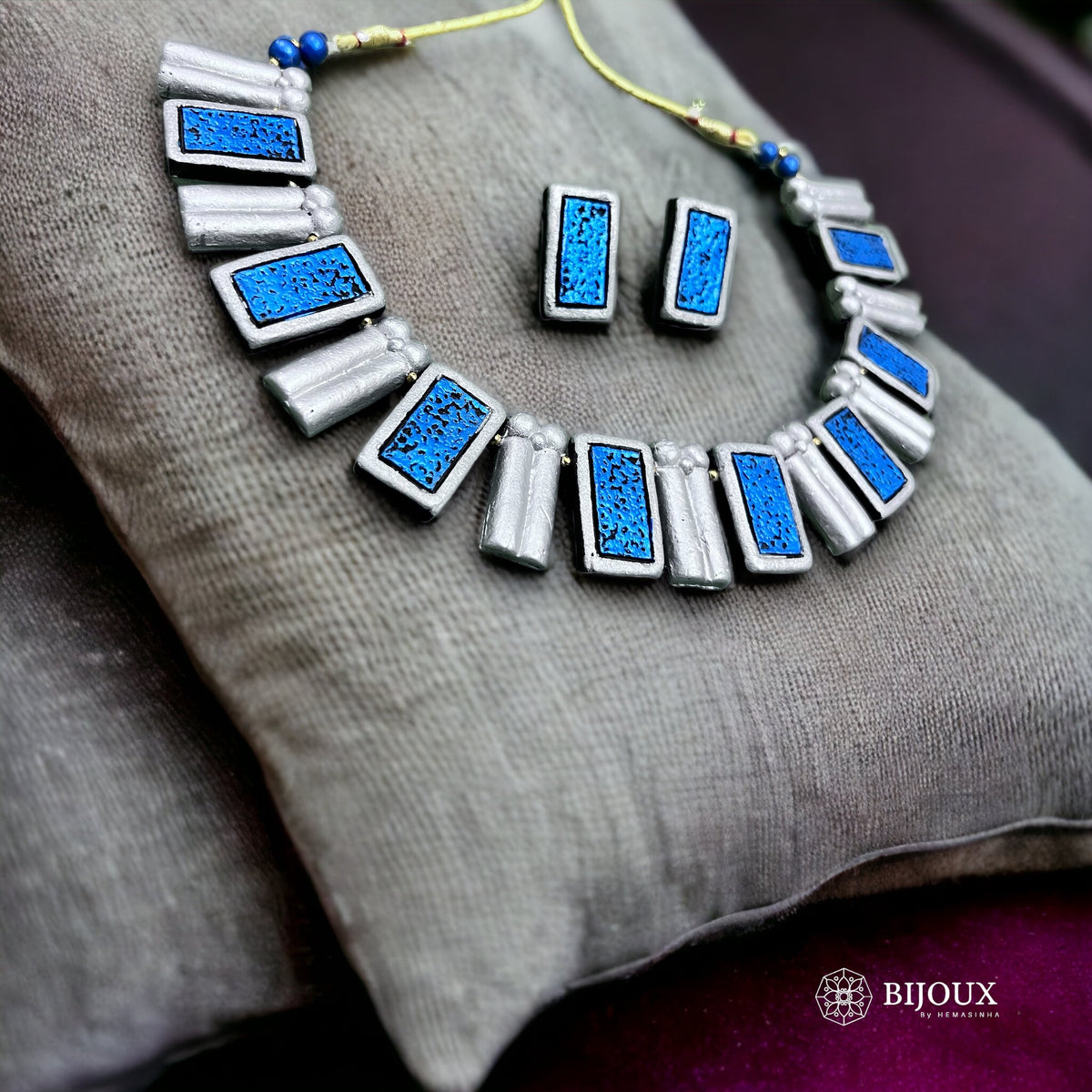 RECTELLA TERRACOTTA HANDMADE NECKLACE WITH EARRINGS TR18