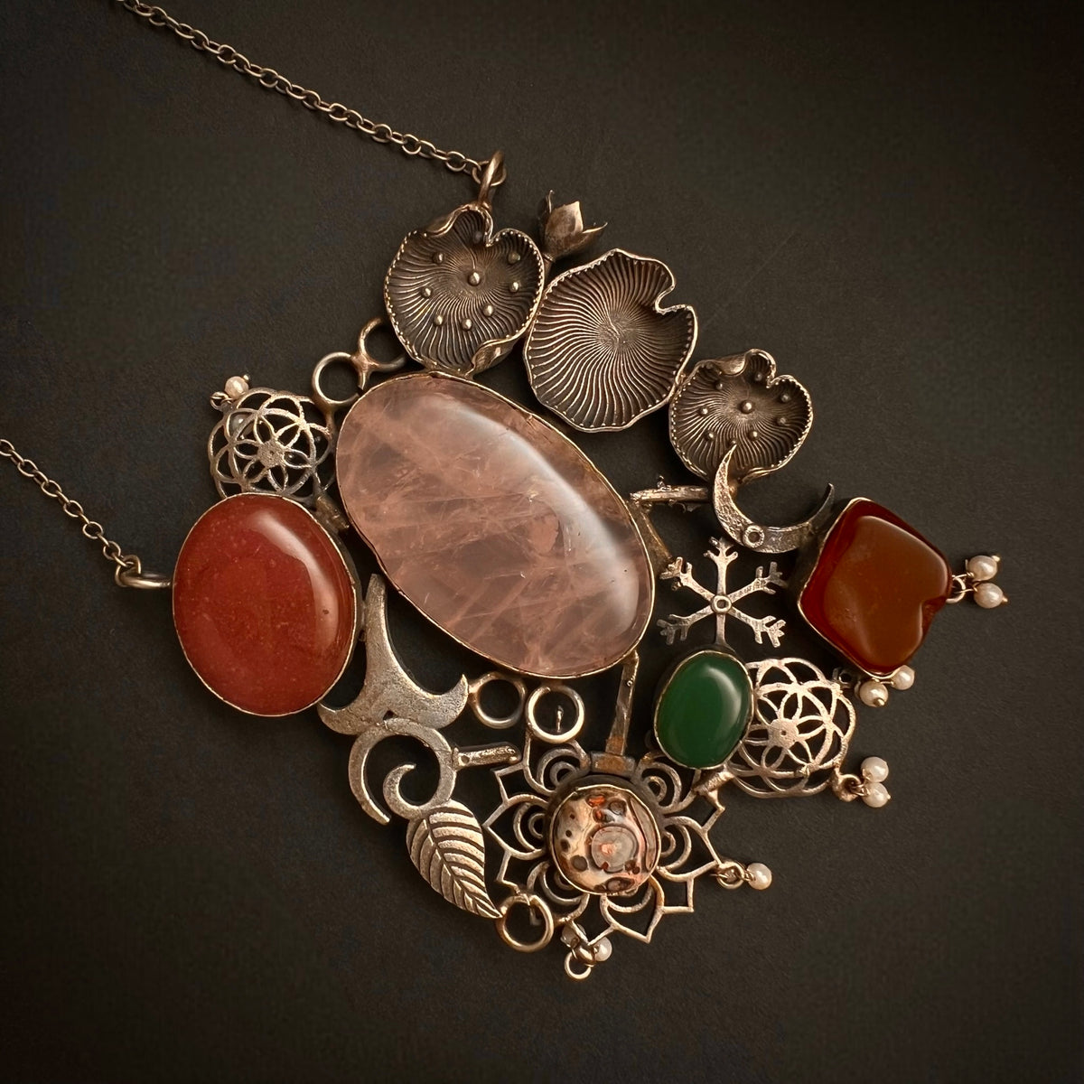 DHIRVANI HAND MADE AND HAND HAMMERED SILVER LOOK ALIKE RUSTIC ANTIQUE MALA ML74