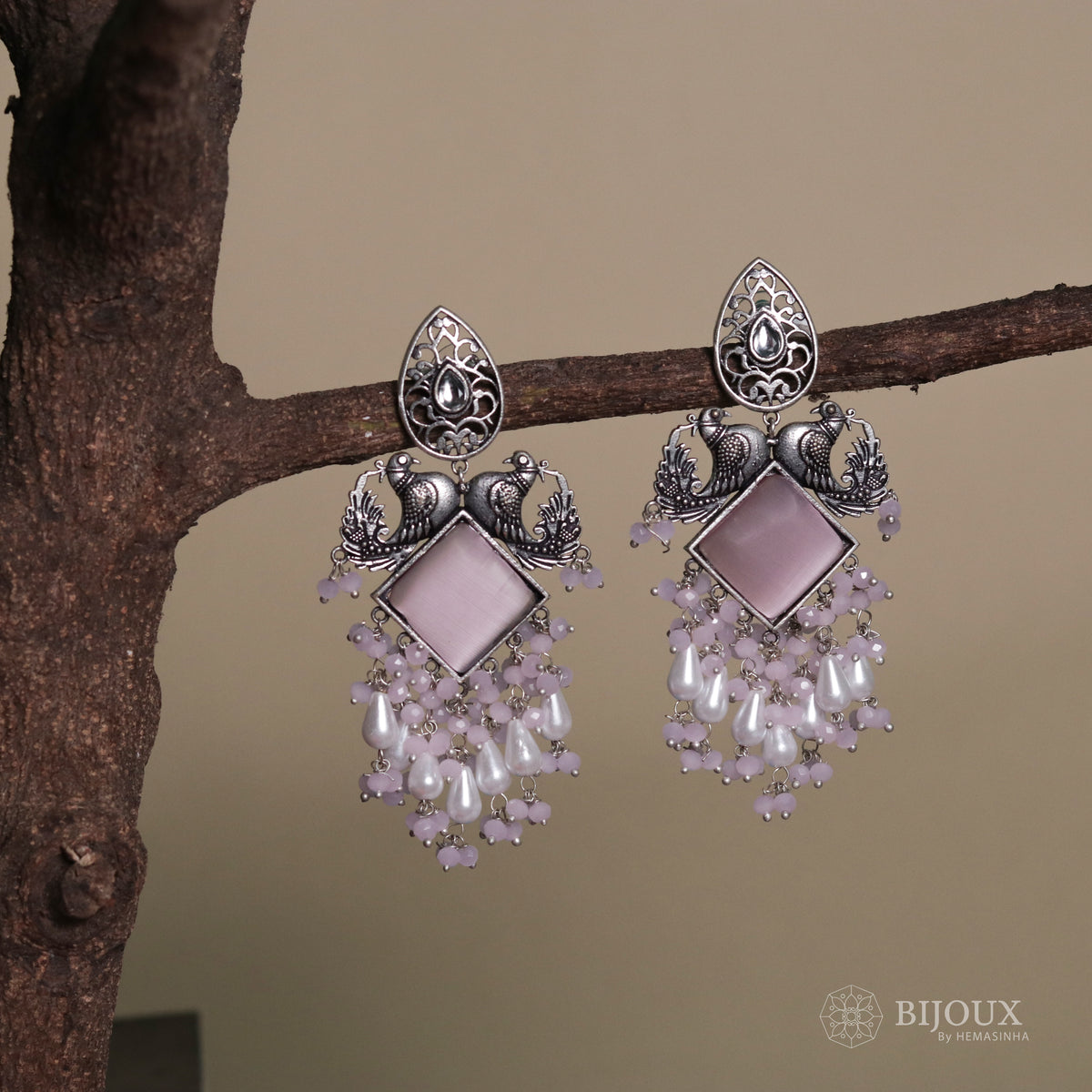 AURORA SEMI-HANDMADE MONALISA STONE  EARRINGS ER51