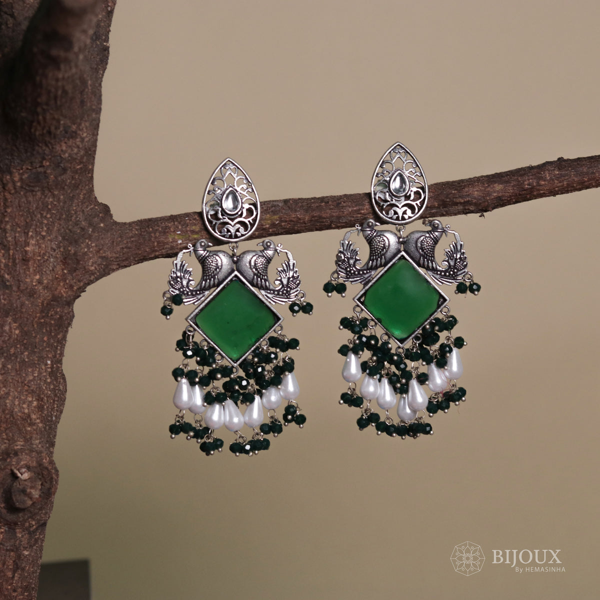 AURORA SEMI-HANDMADE MONALISA STONE  EARRINGS ER51