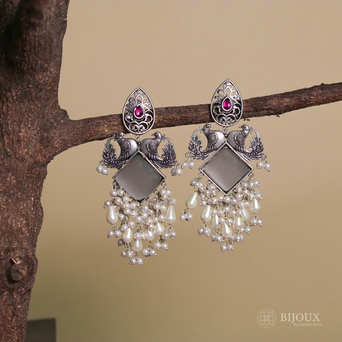 AURORA SEMI-HANDMADE MONALISA STONE  EARRINGS ER51