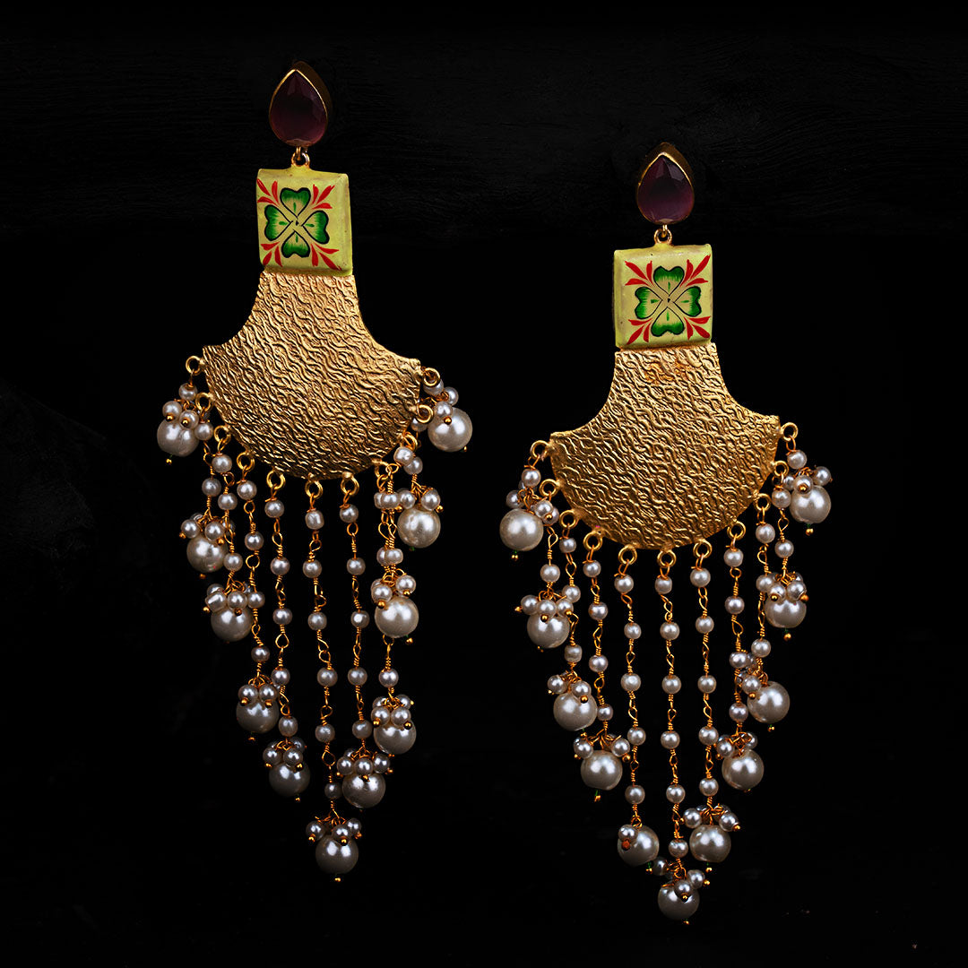 SRINA ART STROKE HAND PAINTED LONG EARRINGS ER96