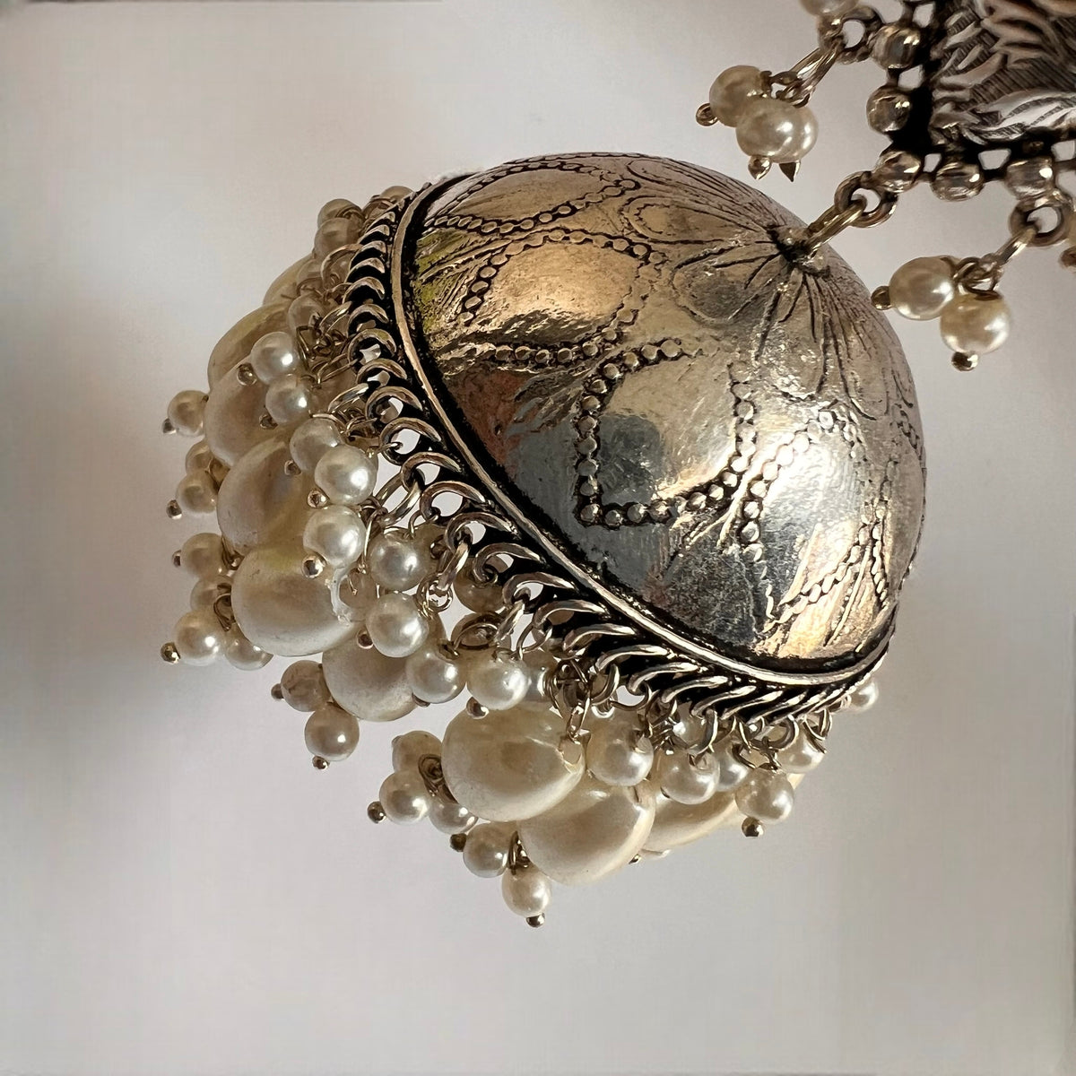 JONIDA SILVER LOOK ALIKE HANDMADE JHUMKAS ER578