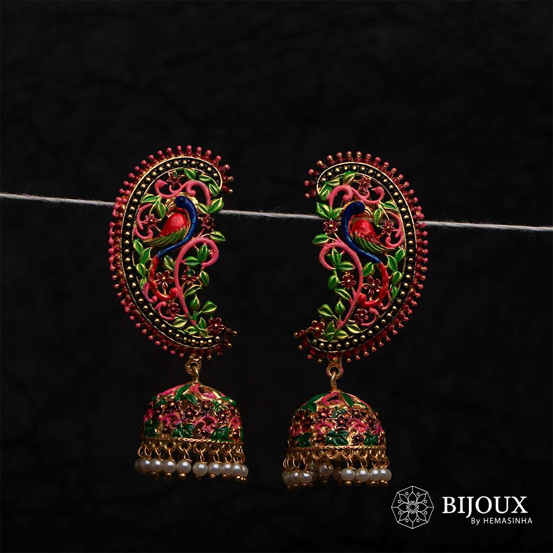 HITA GOLD TONE SEMI HANDMADE EARRINGS/JHUMKAS ER604