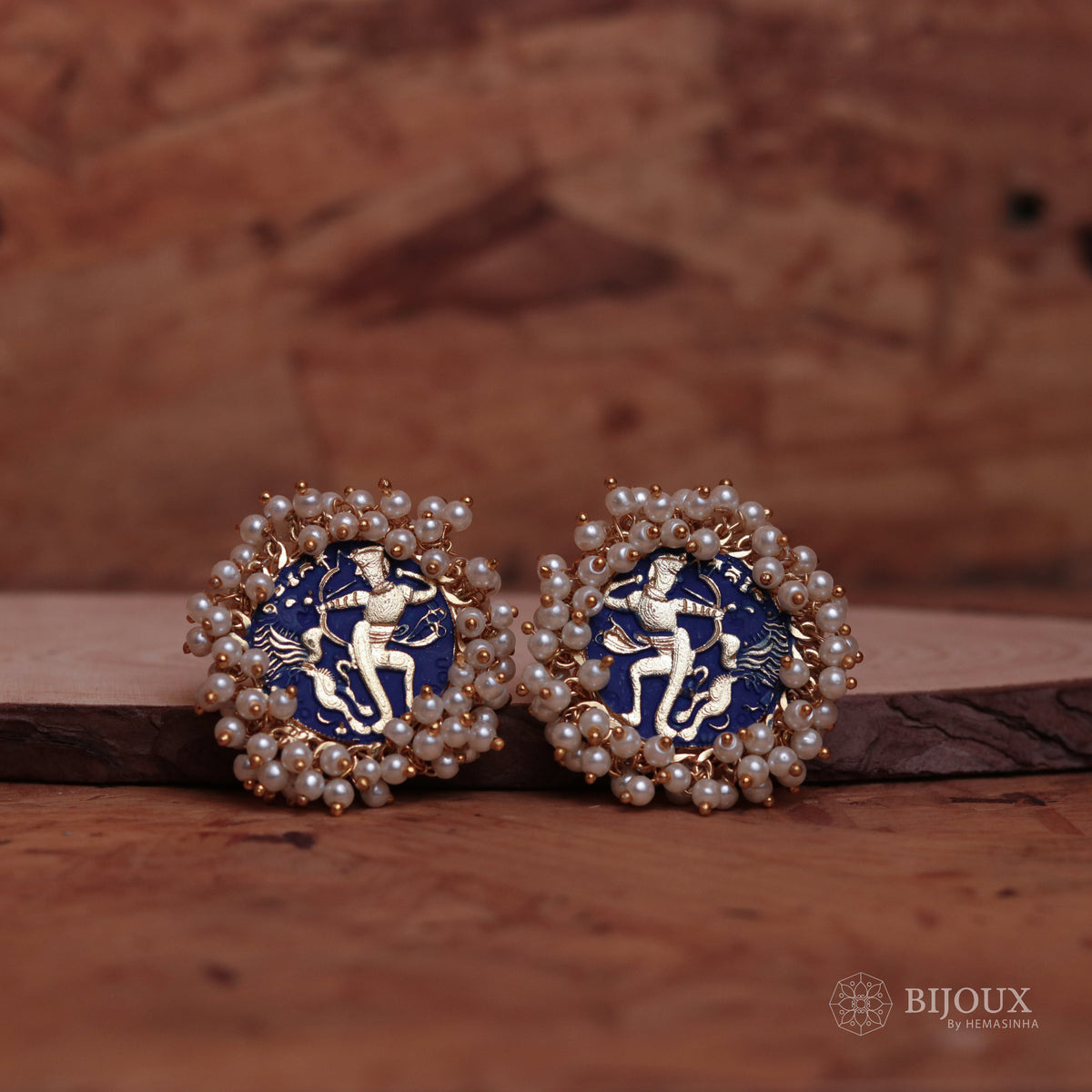 CHIC MEENAKARI AFRO STUDS WITH PEARL WORK ER46