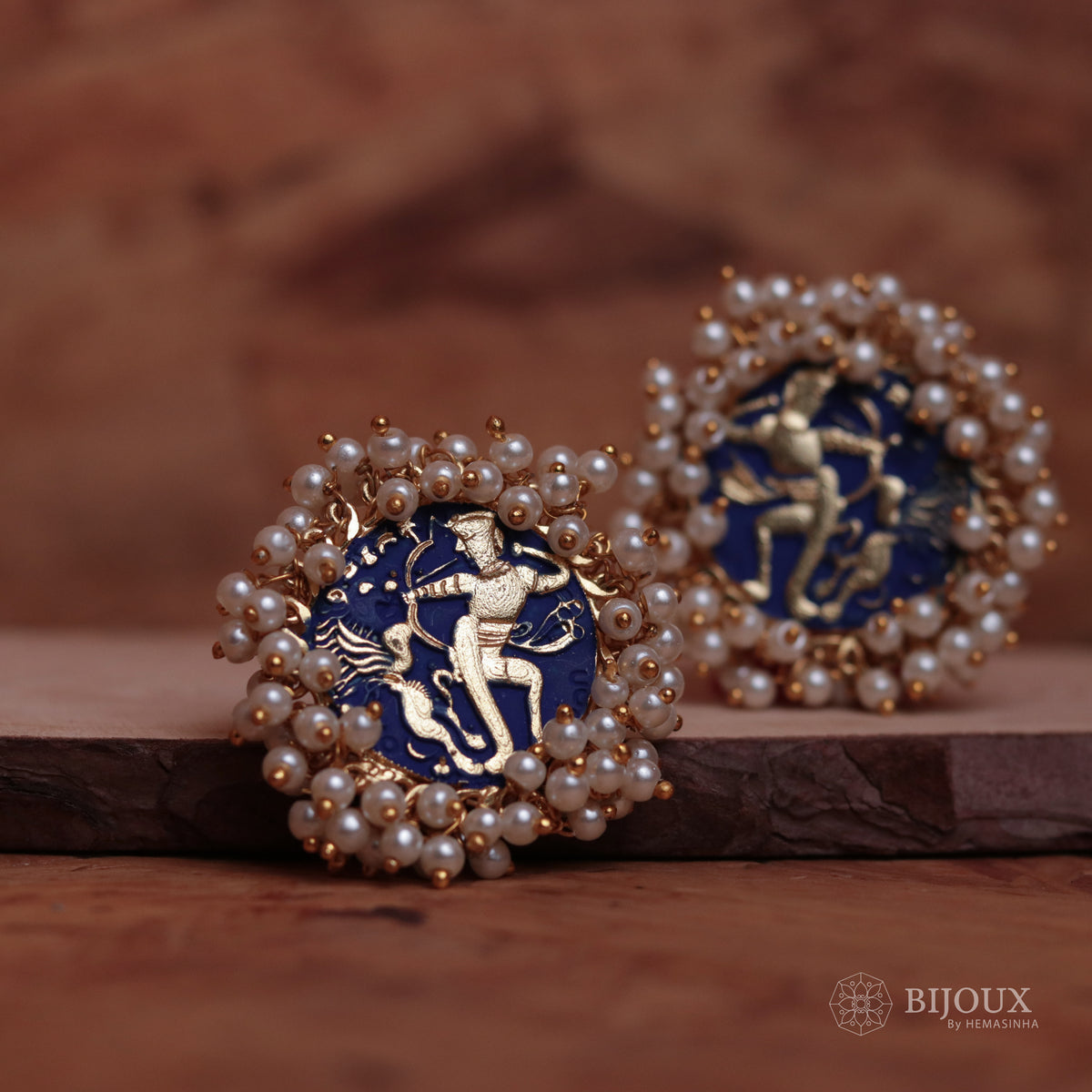 CHIC MEENAKARI AFRO STUDS WITH PEARL WORK ER46
