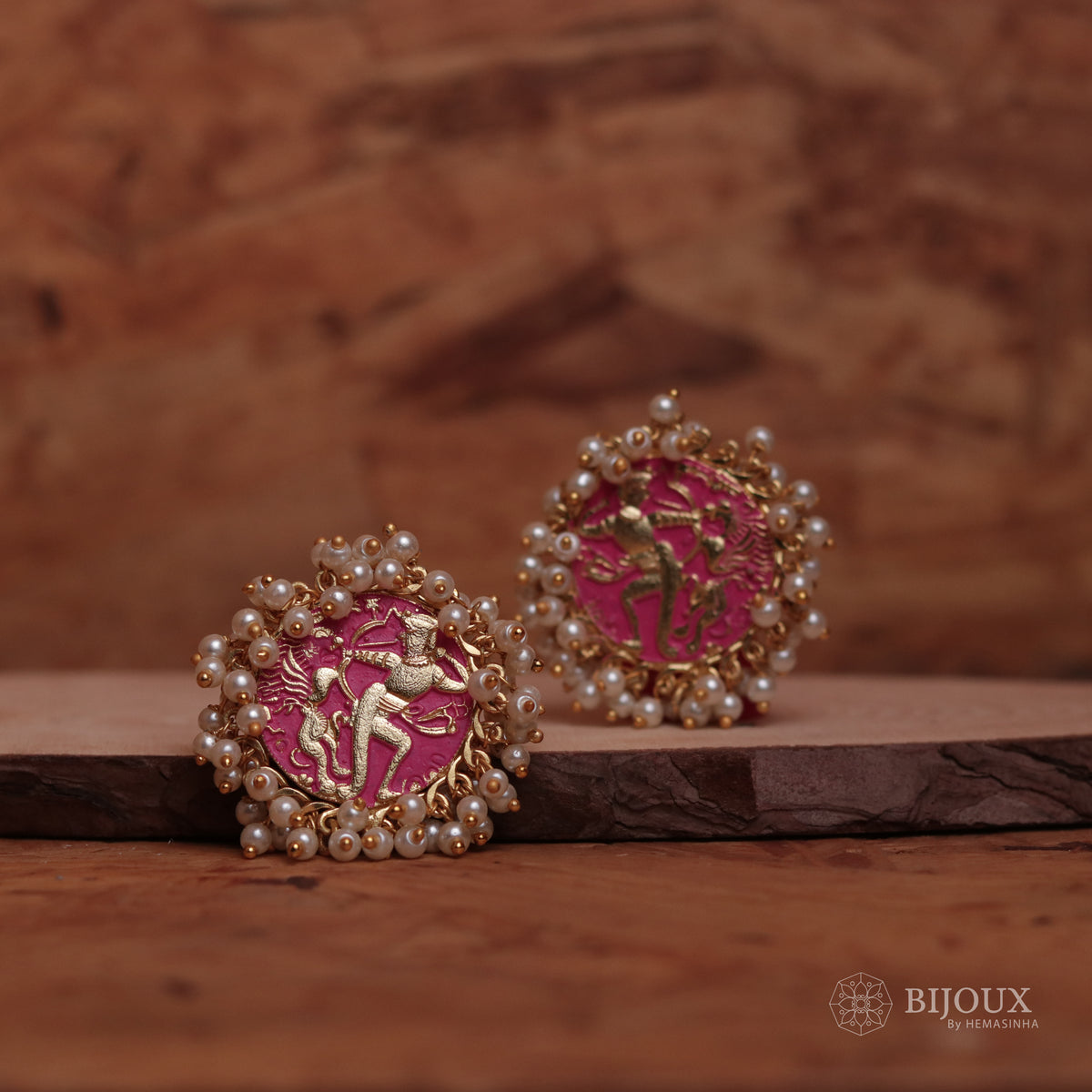 CHIC MEENAKARI AFRO STUDS WITH PEARL WORK ER46