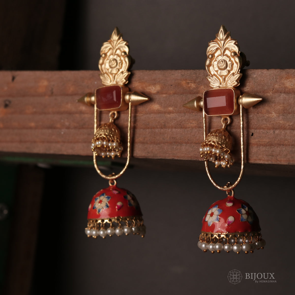VINTAGE SPARKLE DOUBLE LAYERED HANDMADE AND HAND HAMMERED JHUMKA ER79