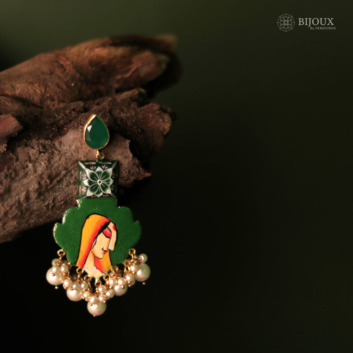 VAISHU VAISHAN HANDPAINTED AND HANDMADE DANGLERS WITH STONE STUDDED DANGLERS ER95