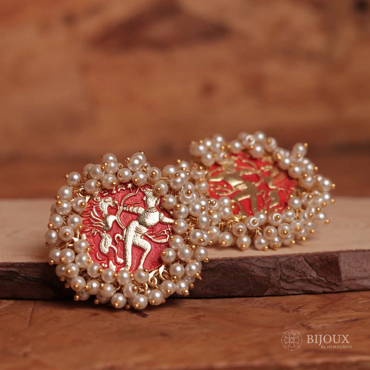 CHIC MEENAKARI AFRO STUDS WITH PEARL WORK ER46