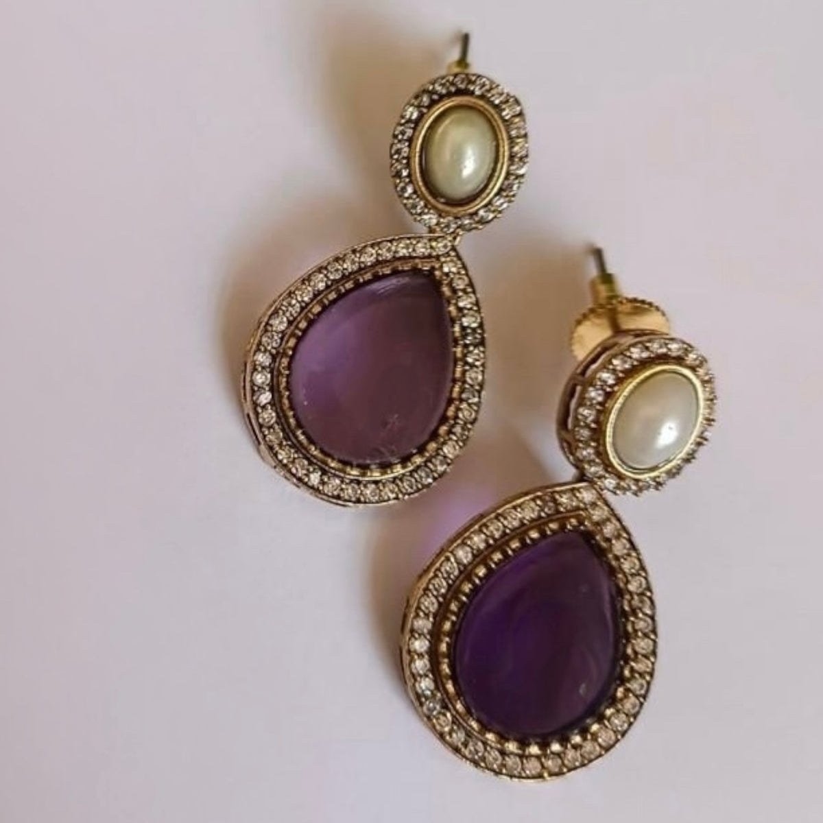 KENISHA SEMI HANDMADE MONALISA STONES NECKPIECE/NECKLACE EARRINGS NL327