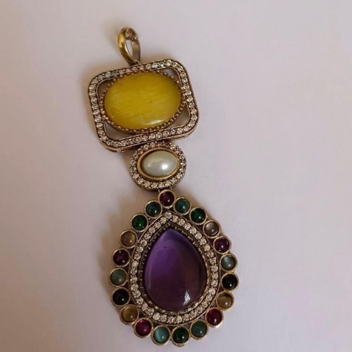 KENISHA SEMI HANDMADE MONALISA STONES NECKPIECE/NECKLACE EARRINGS NL327