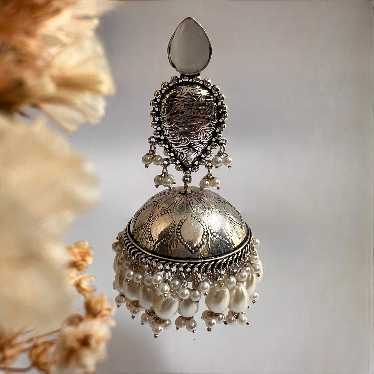 JONIDA SILVER LOOK ALIKE HANDMADE JHUMKAS ER578