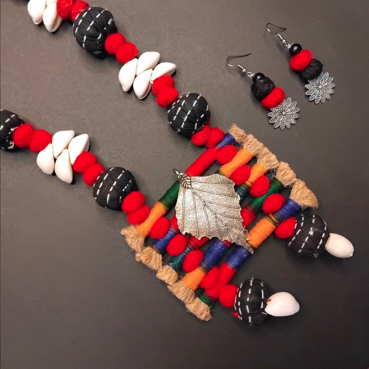VINOLA FABRIC AND BEADS HANDMADE AND HANDSTICHED MALA/ NECKPIECE ML93