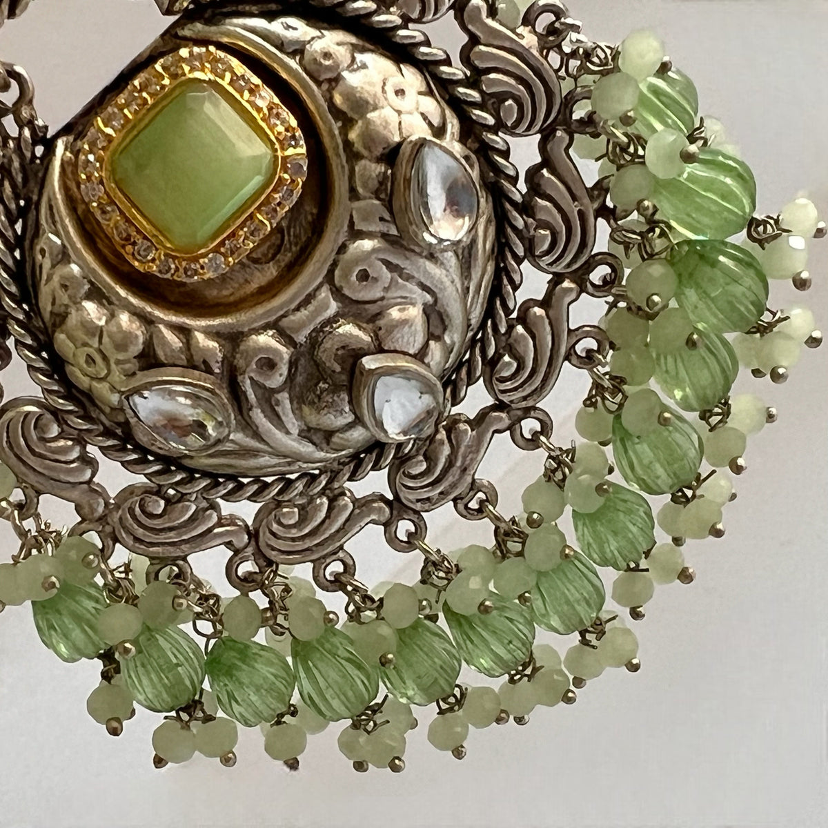 ANISE SILVER LOOK ALIKE DUAL-TONED SILVER POLISH HANDMADE DANGLERS ER564