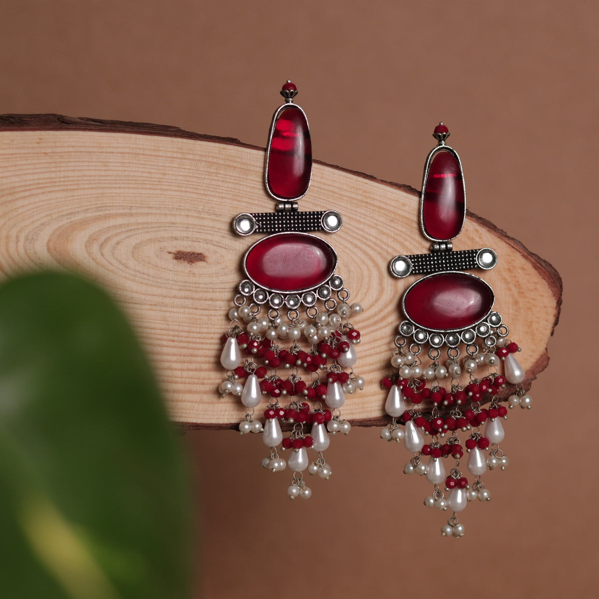 OVAL MYSTIC MONALISA STONE  SEMI-HANDMADE  EARRINGS  ER47