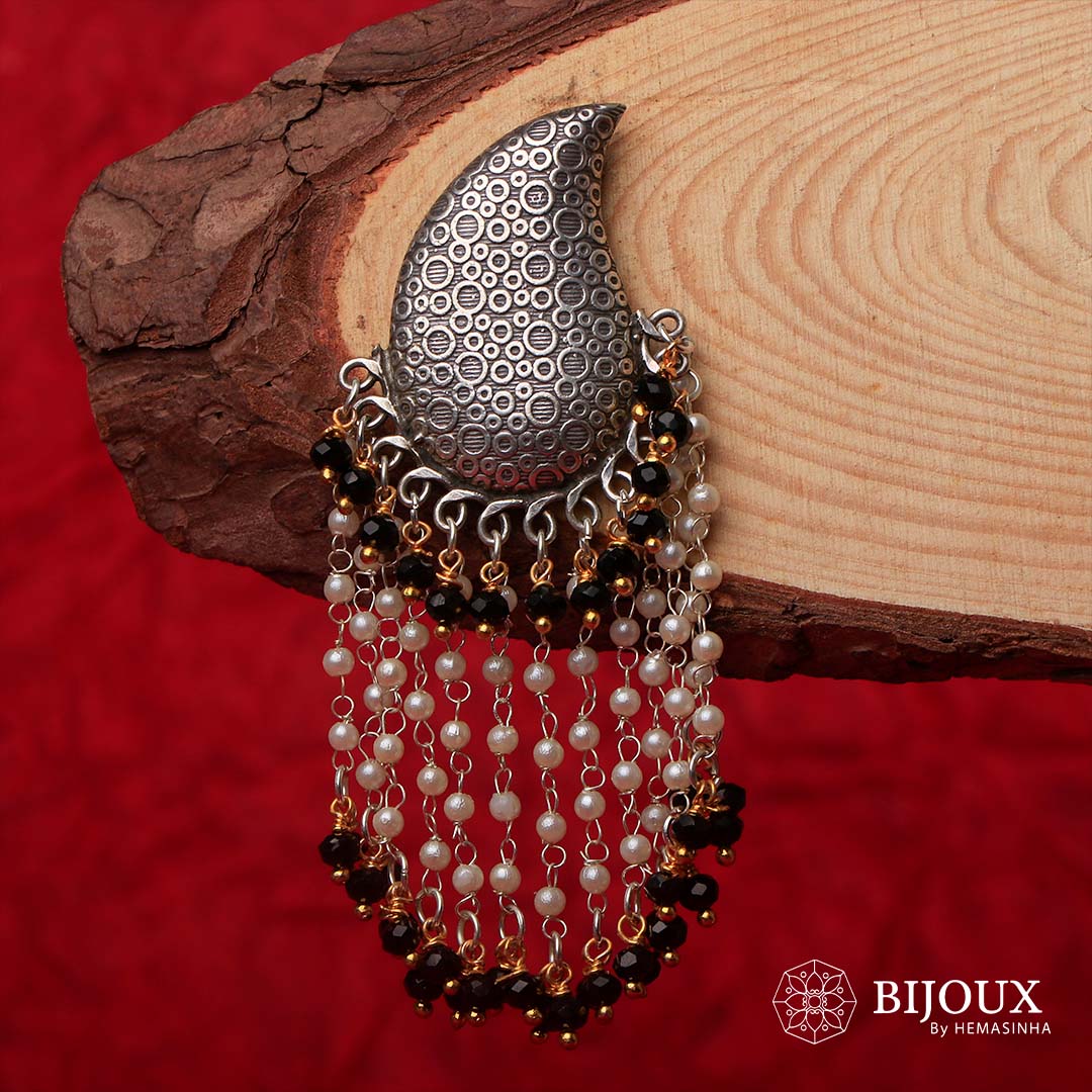 ZOYA  FAUX SILVER SEMI HANDMADE BRASS RAW AND RUSTIC EARRINGS ER279