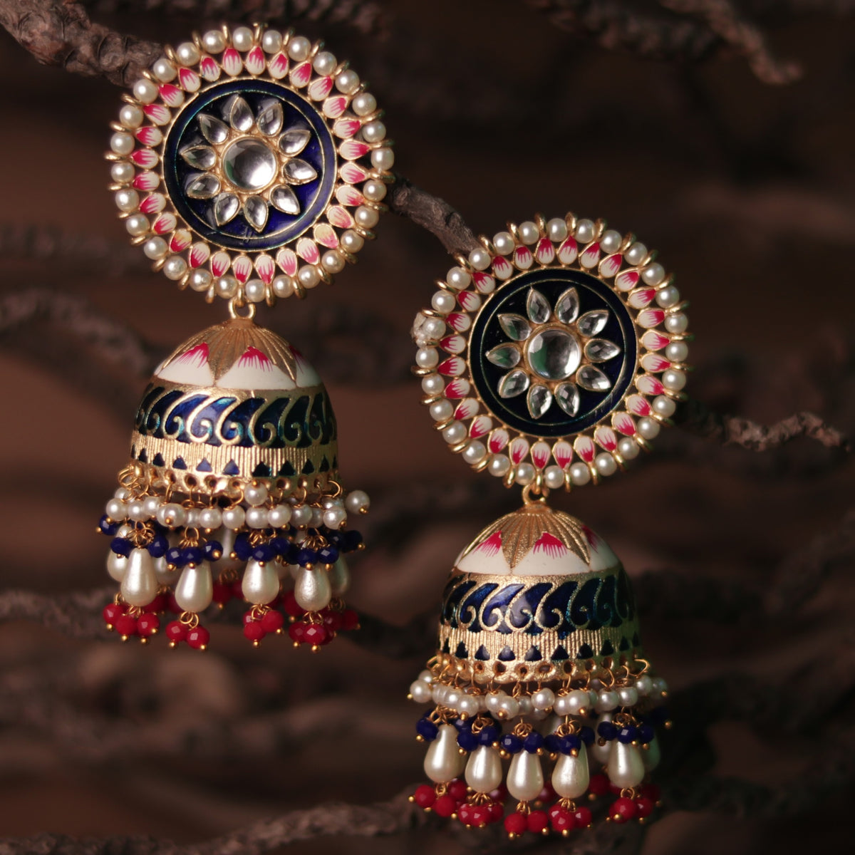 SUNNY SERENITY ETHNIC MEENAKARI SEMI HANDMADE JHUMKAS ER68