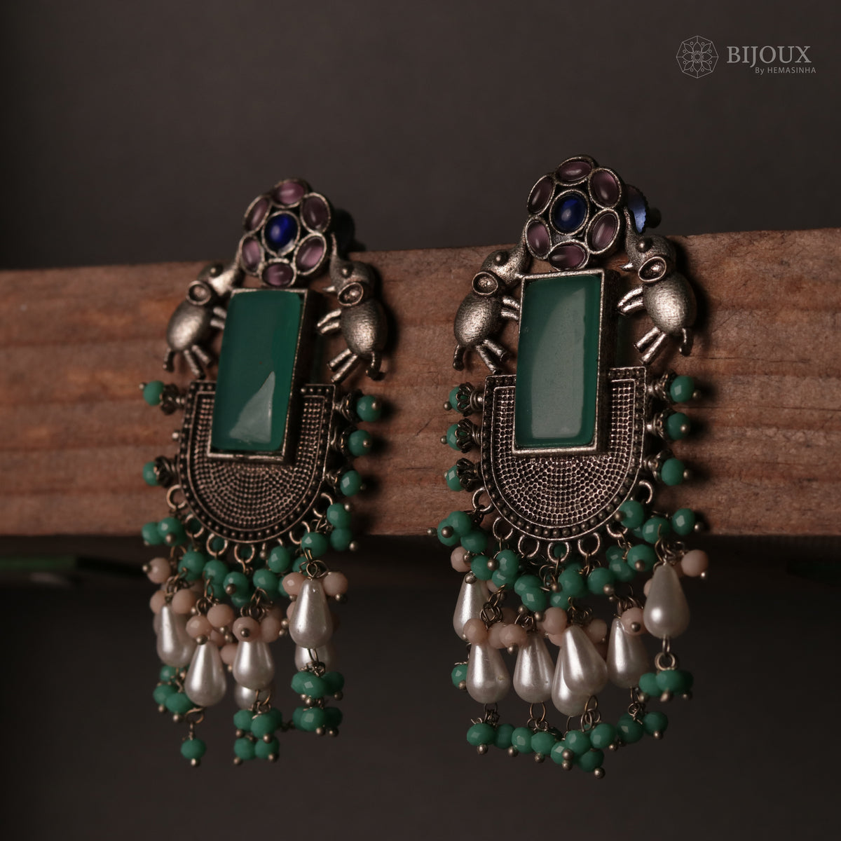 ELEPHANT VERDE OXIDIZED MONOLISA STONE SEMI HANDMADE ER117