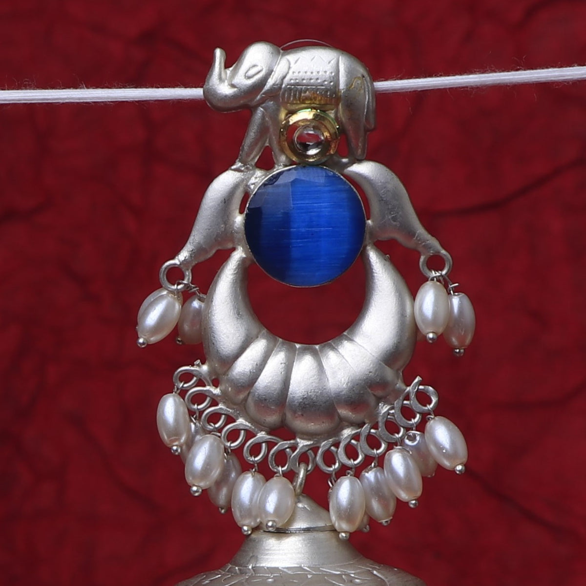 ETHNIC ELEPHANT 925 SILVER LOOK ALIKE POLISH HANDMADE JHUMKA ER280