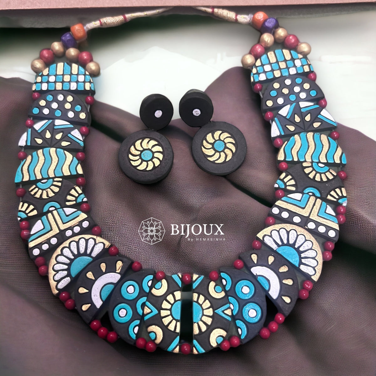 POSH FLAIR TERRACOTTA NECKLACE WITH EARRINGS TR17