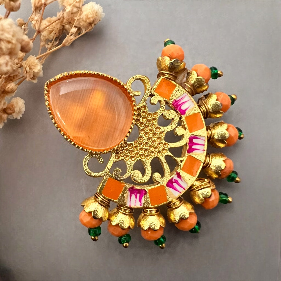 BLOSSOMBEAN SEMI HANDMADE MONOLISA GOLD-TONED EARRING-ER153