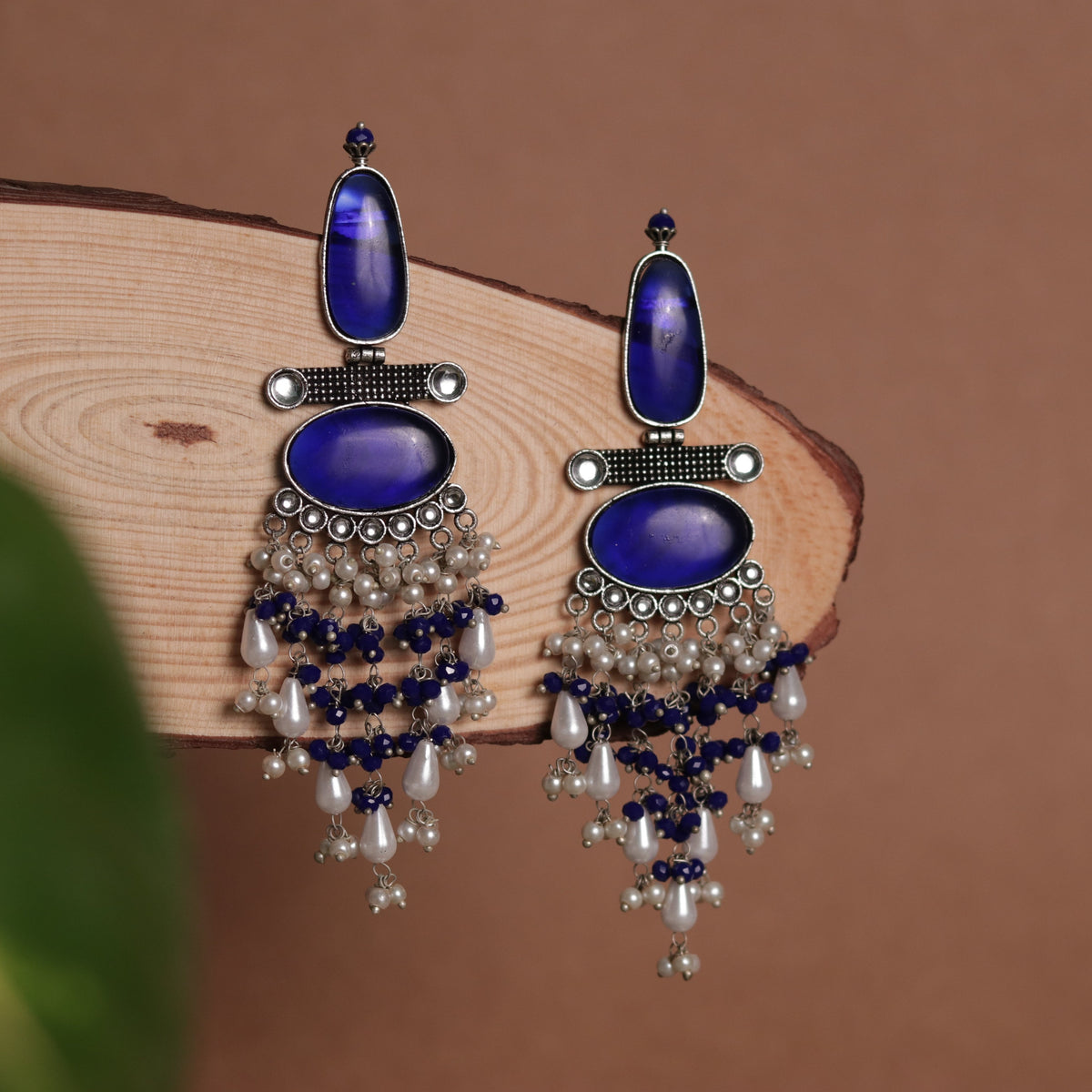 OVAL MYSTIC MONALISA STONE  SEMI-HANDMADE  EARRINGS  ER47