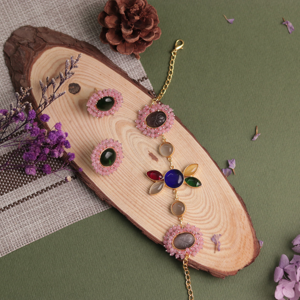 NIRASHA BIJOUX HANDMADE MONALISA MINIMALIST CHOKER WITH EARRINGS CH45