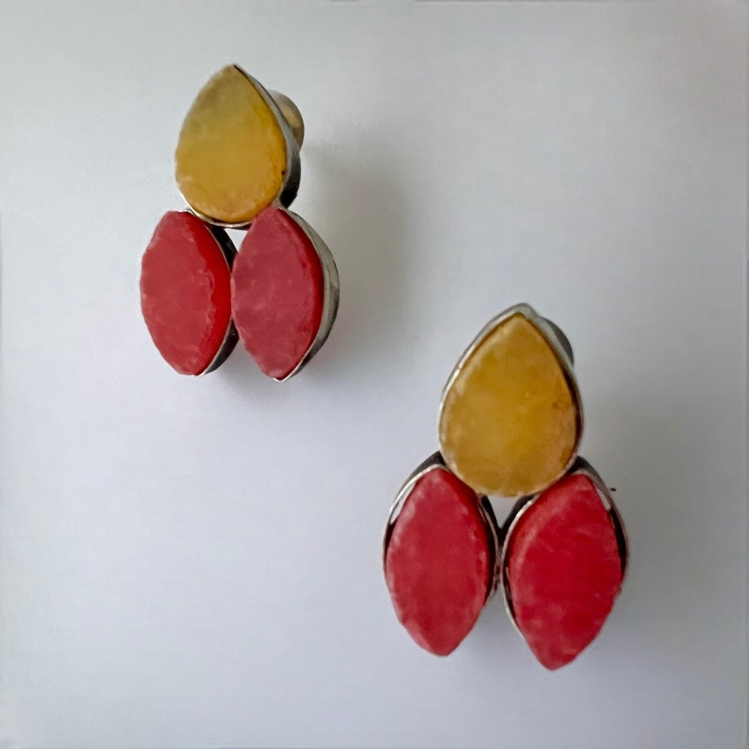 VARKAMA BIJOUX  EXCLUSIVE HANDMADE RAW STONE RUSTIC CHOKER WITH EARRINGS CH84