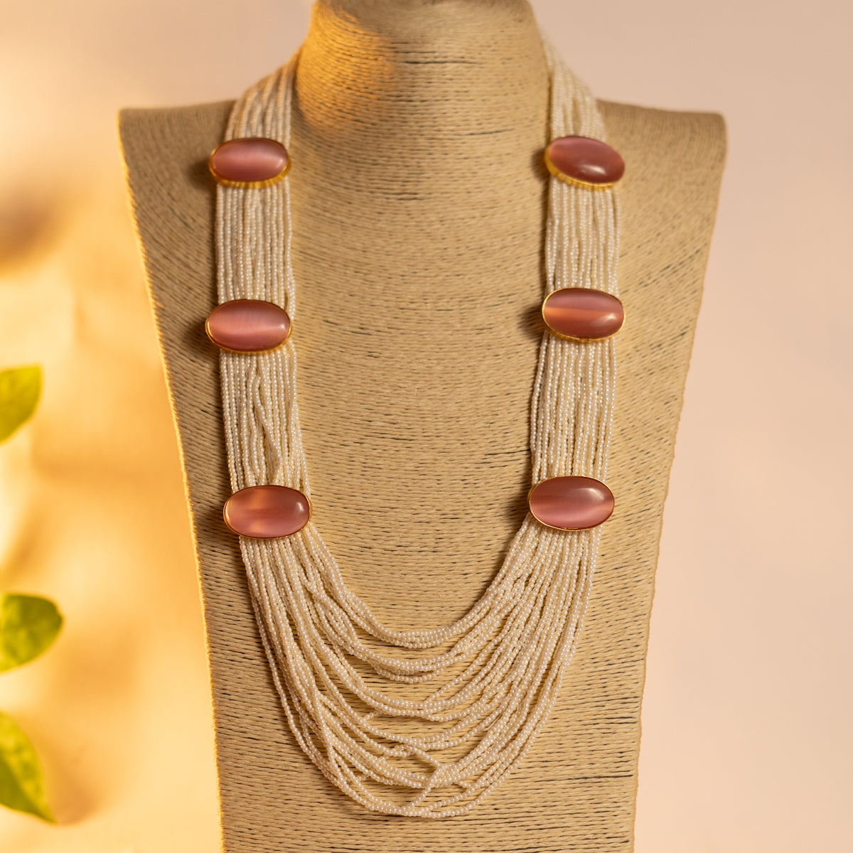 THISHI PEARL MONALISASTONE HANDMADE MALA WITH EARRING ML78