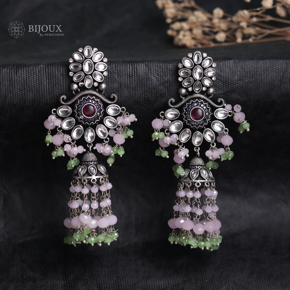 REGAL RUST OXIDIZED SEMI HANDMADE JHUMKAS ER60