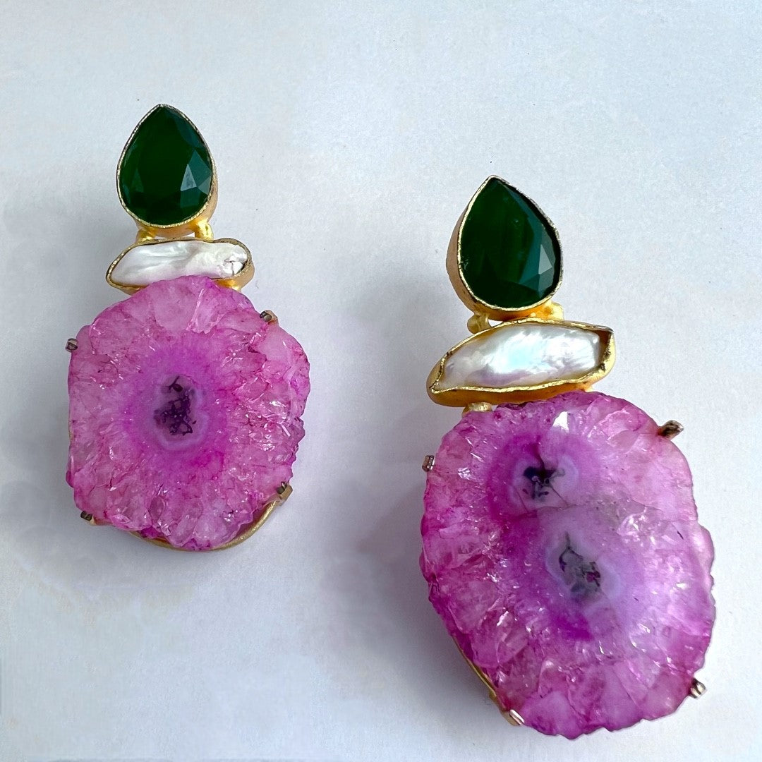 ARABELLA HANDMADE DRUZY WITH MOTHER OF PEARL STONE EARRING -ER101