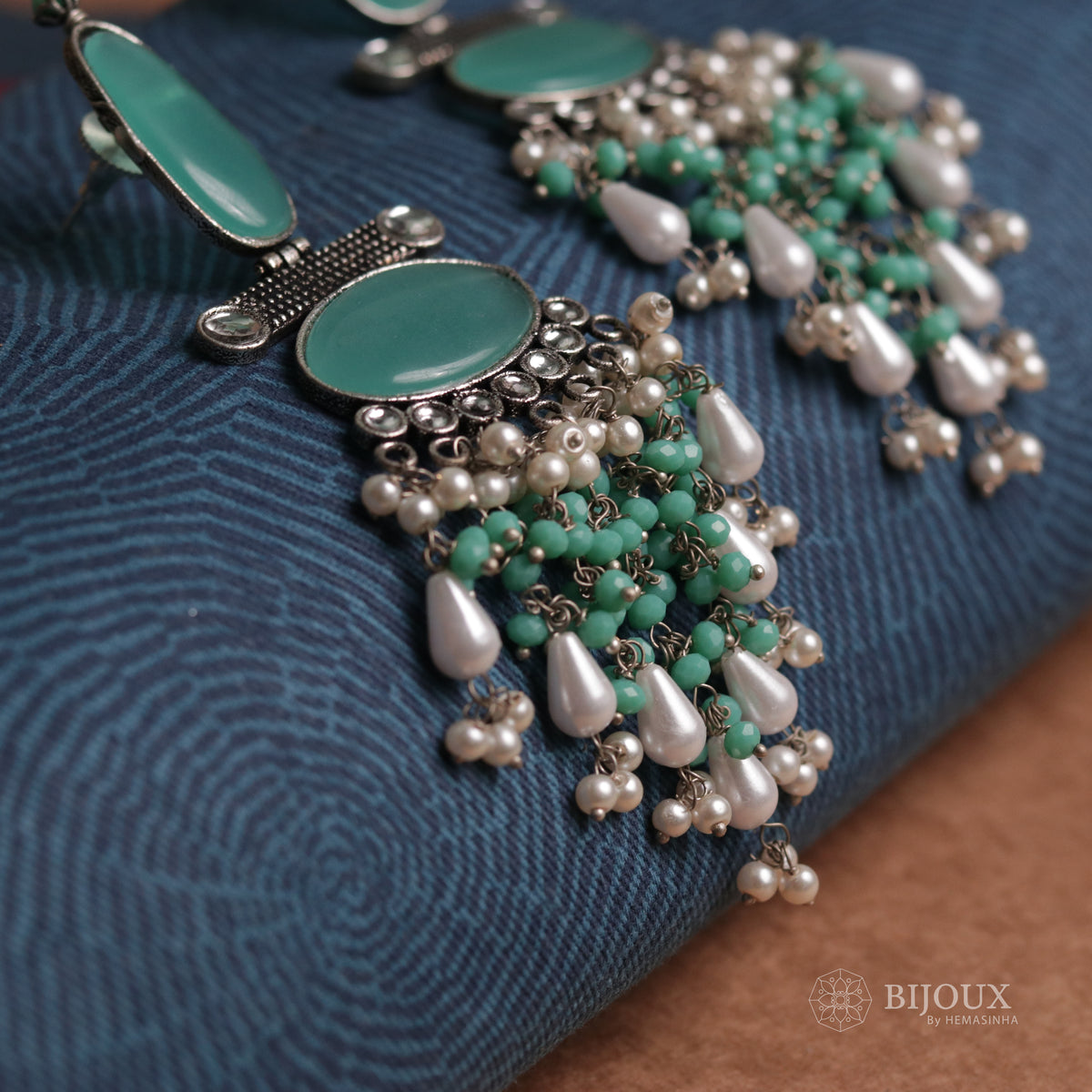 OVAL MYSTIC MONALISA STONE  SEMI-HANDMADE  EARRINGS  ER47