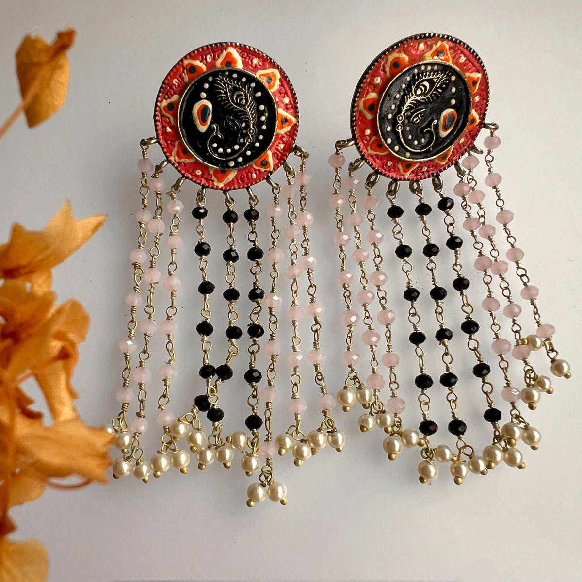 RAHENA RAW AND RUSTIC VINTAGE HAND PAINTED EARRINGS ER610