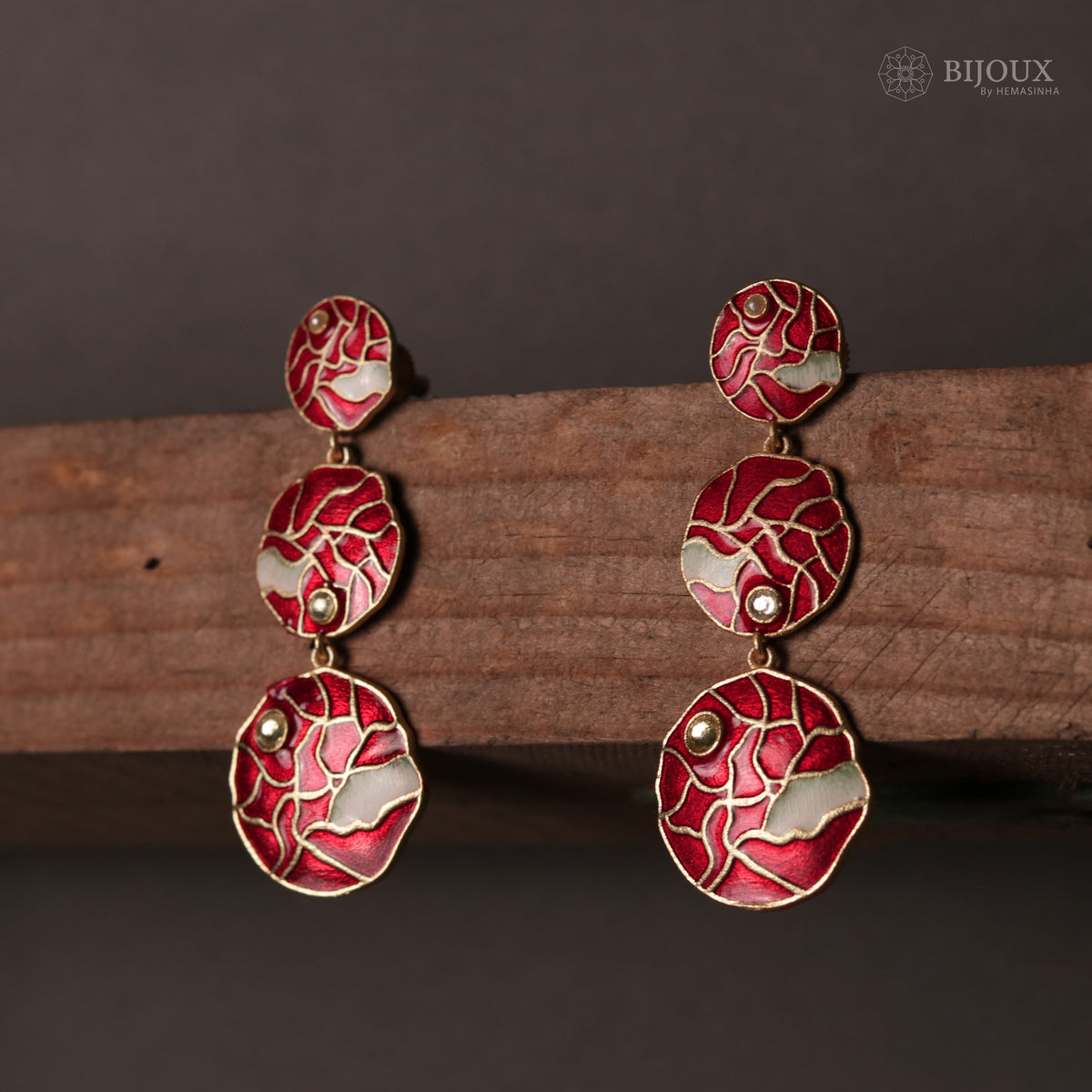 VIBRANT LAYERED MEENAKARI HANDMADE AND HAND HAMMERED EARRINGS ER75