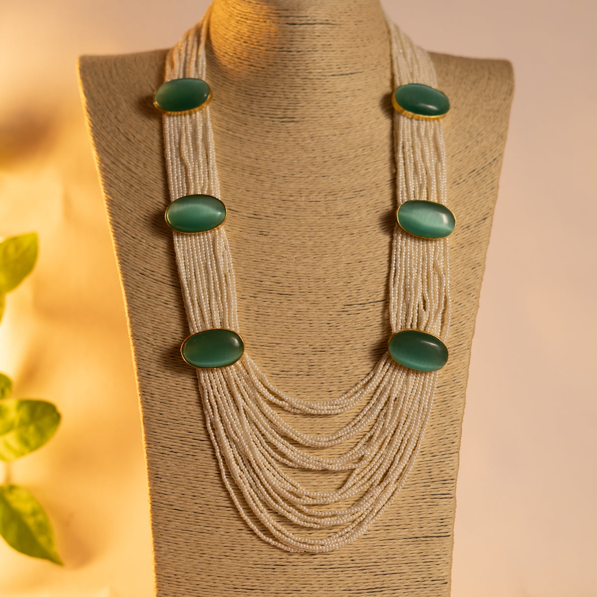 THISHI PEARL MONALISASTONE HANDMADE MALA WITH EARRING ML78