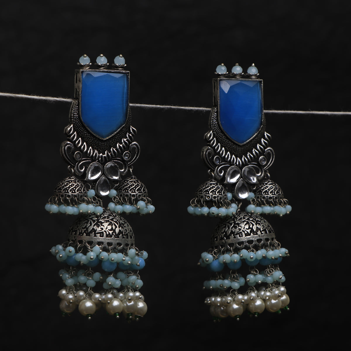 VICTORY CHIC SEMI HANDMADE JHUMKAS OXIDIZED  ER135