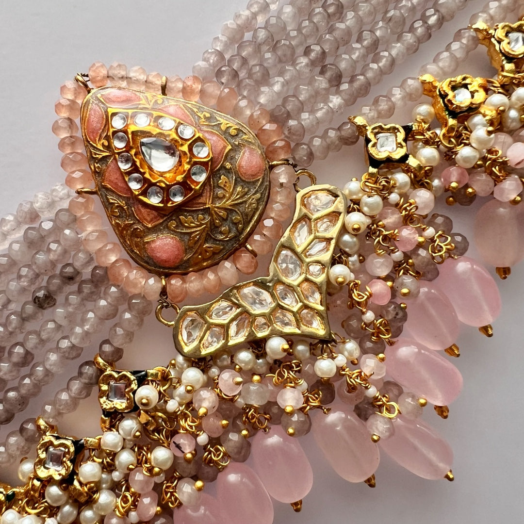 NIKILA ONEX BEADS LAC AND KUNDAN BIJOUX PREMIUM AND EXCLUSIVE HANDMADE CHOKER WITH EARRINGS CH396