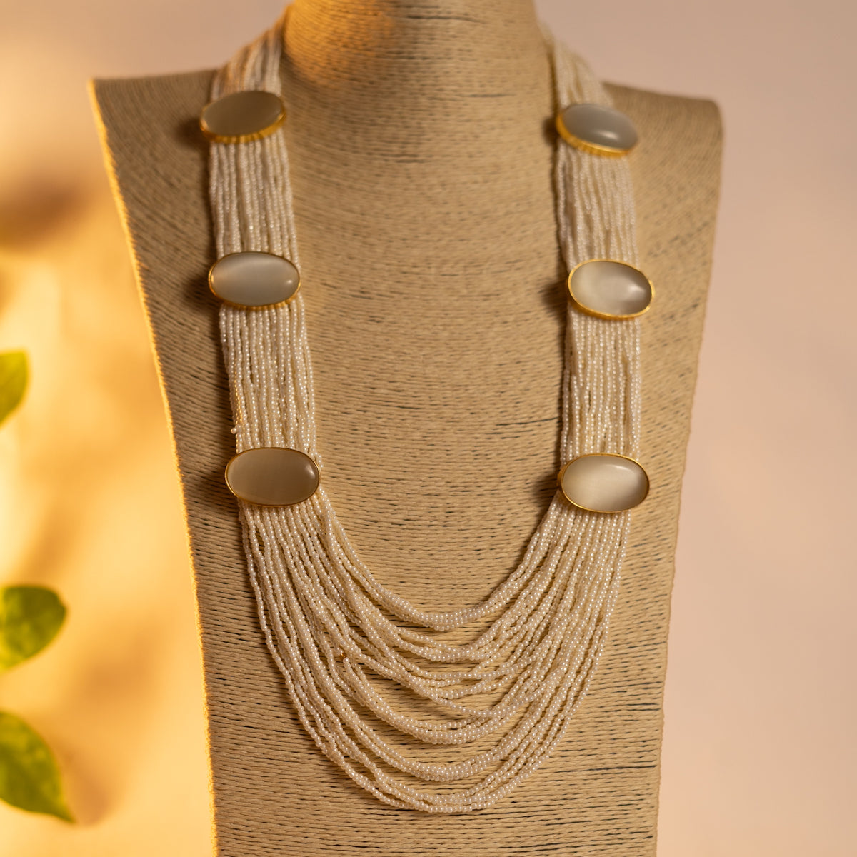 THISHI PEARL MONALISASTONE HANDMADE MALA WITH EARRING ML78