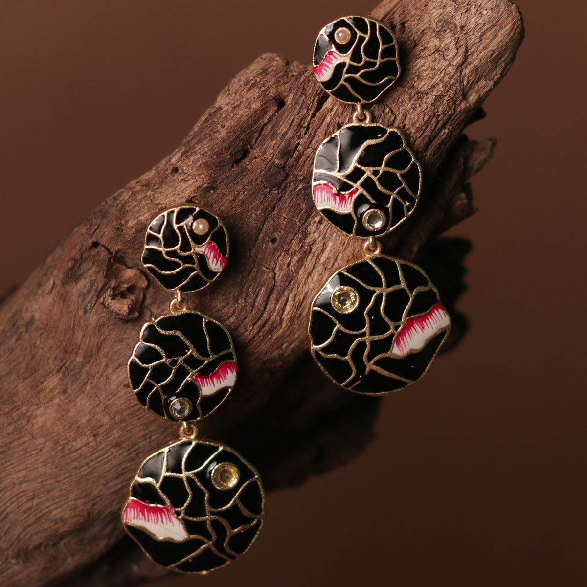 VIBRANT LAYERED MEENAKARI HANDMADE AND HAND HAMMERED EARRINGS ER75