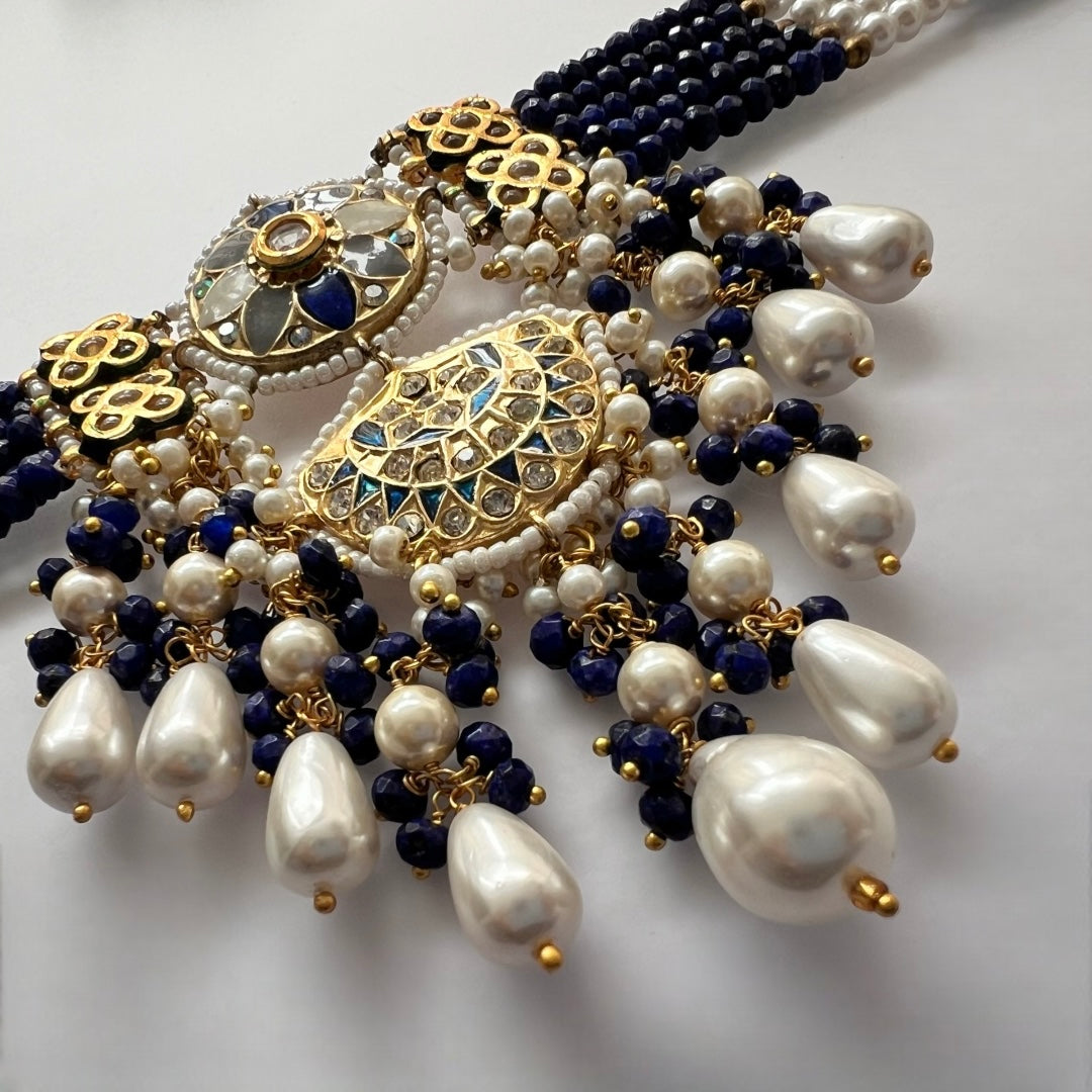 REETHANA BIJOUX PREMIUM HANDMADE CHOKER WITH EARRINGS AND TIKKA CH395