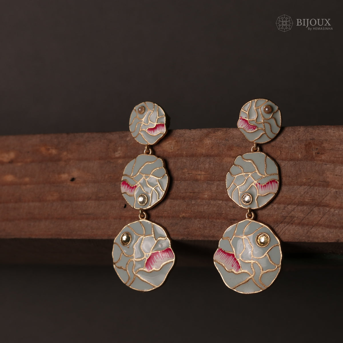 VIBRANT LAYERED MEENAKARI HANDMADE AND HAND HAMMERED EARRINGS ER75