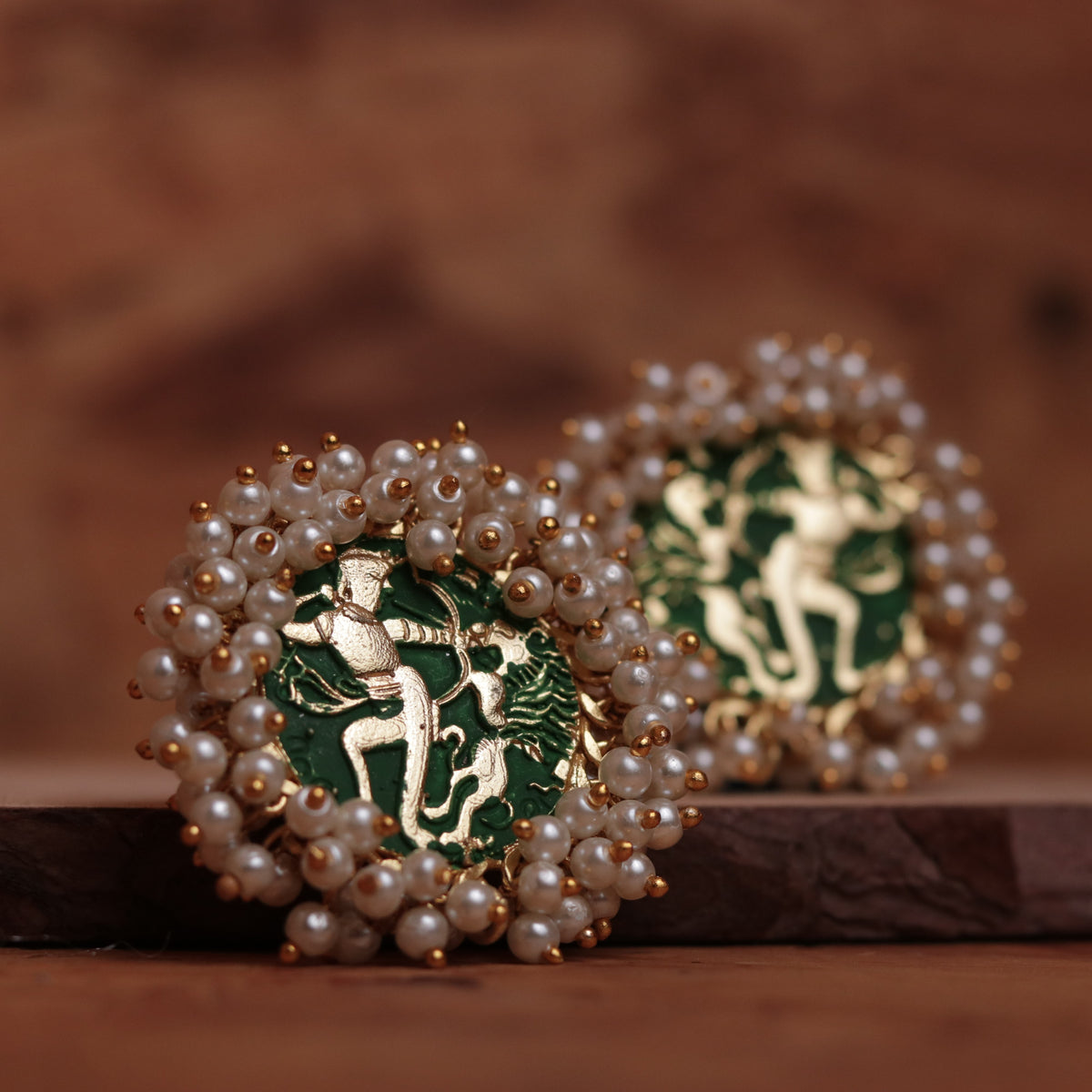 CHIC MEENAKARI AFRO STUDS WITH PEARL WORK ER46