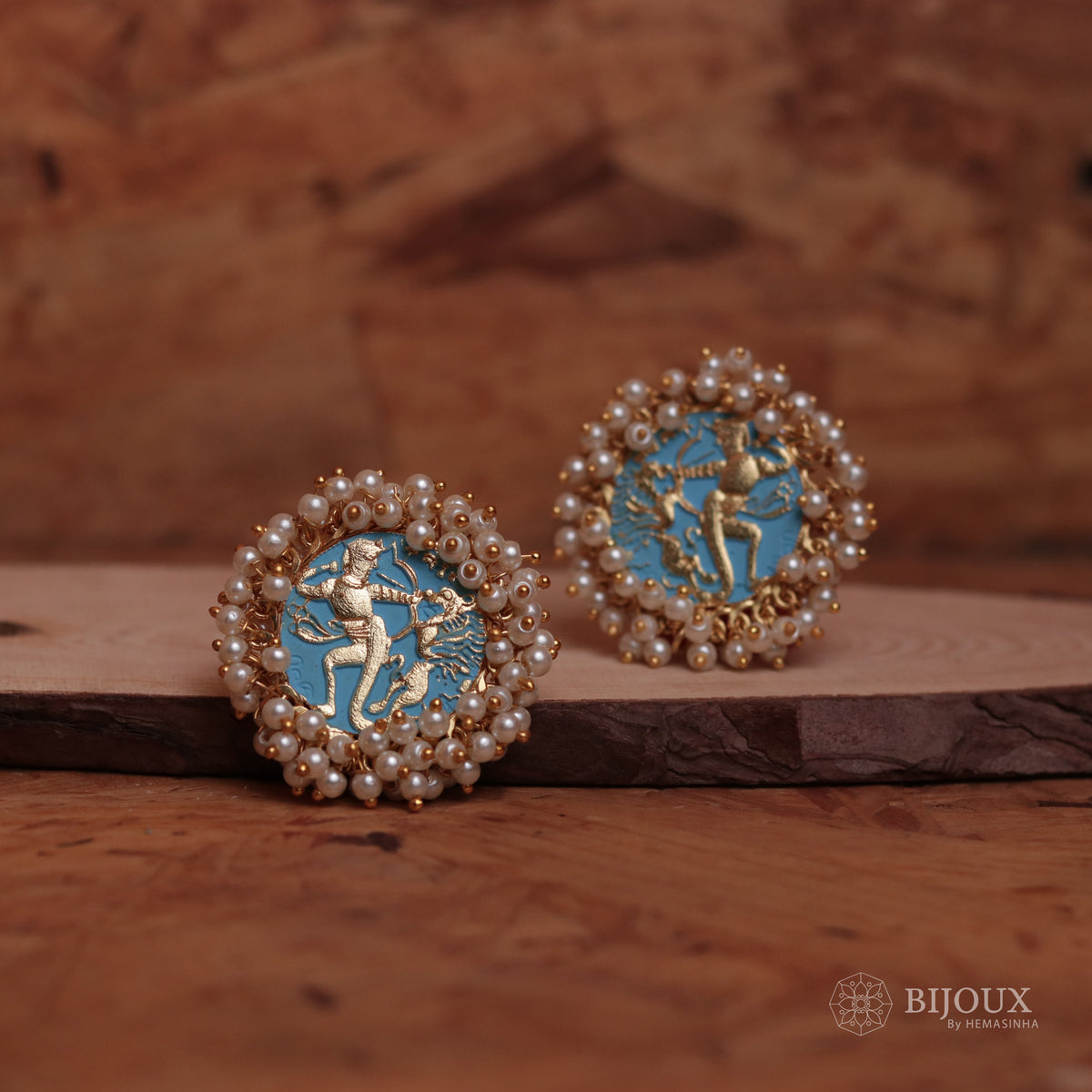 CHIC MEENAKARI AFRO STUDS WITH PEARL WORK ER46