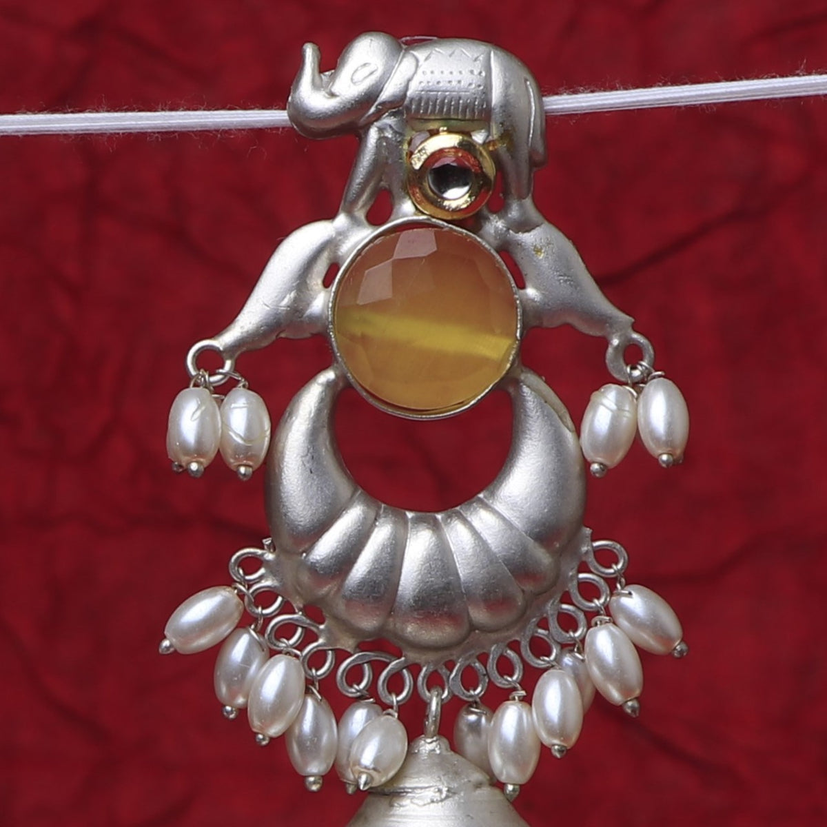 ETHNIC ELEPHANT 925 SILVER LOOK ALIKE POLISH HANDMADE JHUMKA ER280