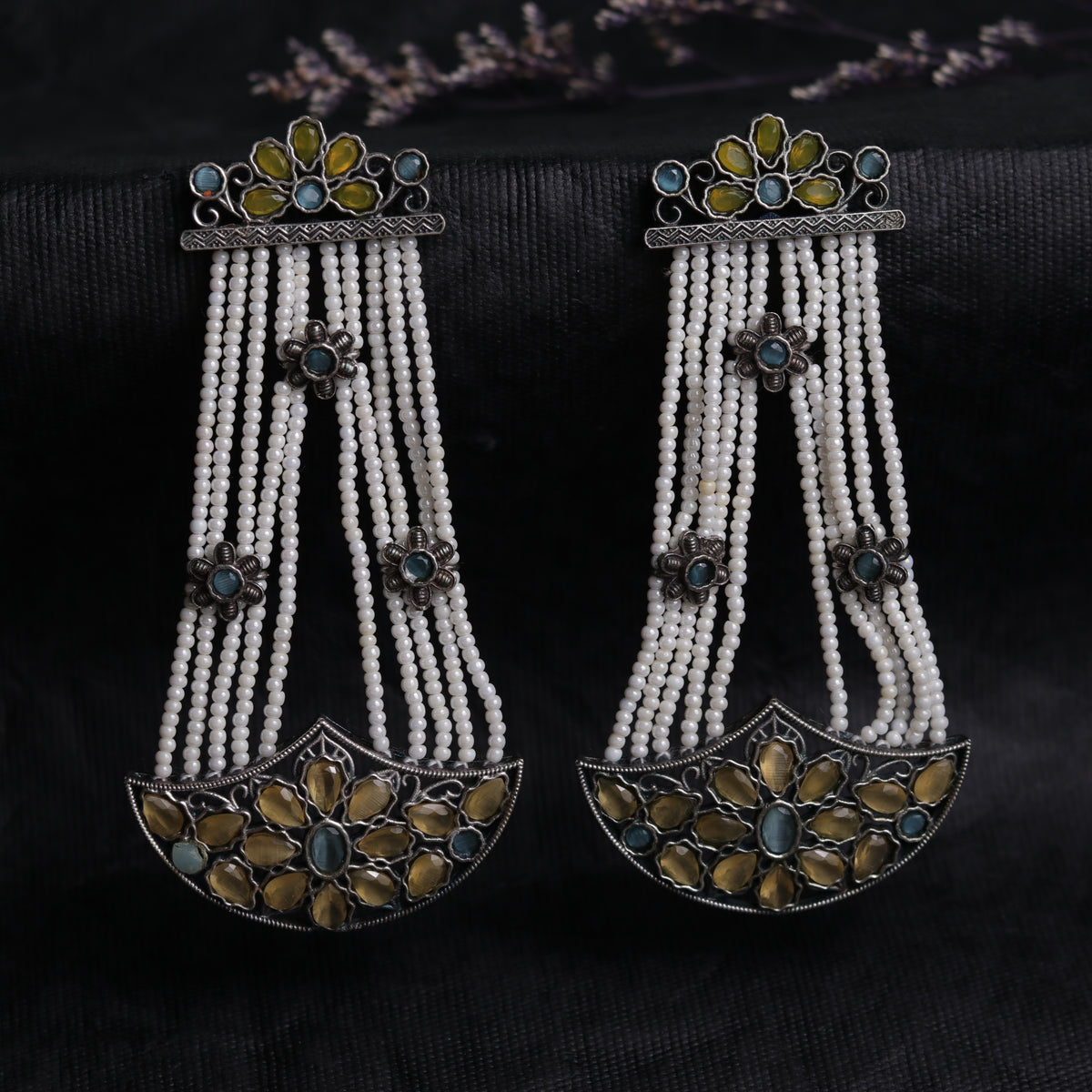 JODHA SILVER LOOK ALIKE SEMI-HANDMADE EARRINGS ER52