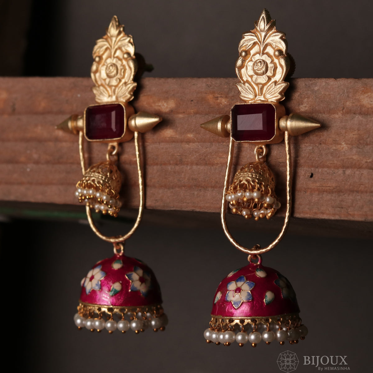 VINTAGE SPARKLE DOUBLE LAYERED HANDMADE AND HAND HAMMERED JHUMKA ER79